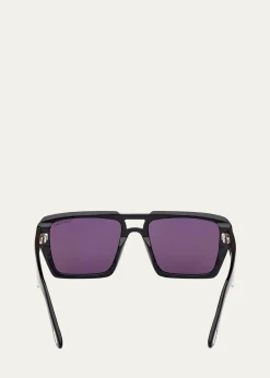 TOM FORDMen's Redford Acetate Rectangle Sunglasses