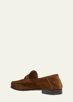TOM FORDMen's Ripley Suede Twist-Strap Loafers