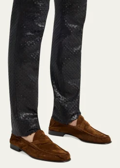 TOM FORDMen's Ripley Suede Twist-Strap Loafers