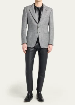 TOM FORDMen's Sharkskin Herringbone Double Splittable Jacket