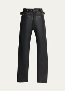 TOM FORDMen's Slim Fit Grained Leather Biker Pants