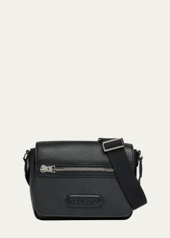 TOM FORDMen's Soft Grain Leather Flap Messenger Bag