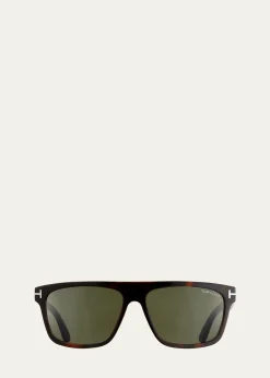 TOM FORDMen's Thick Square Acetate Sunglasses