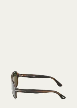 TOM FORDMen's William-02 Acetate Rectangle Sunglasses