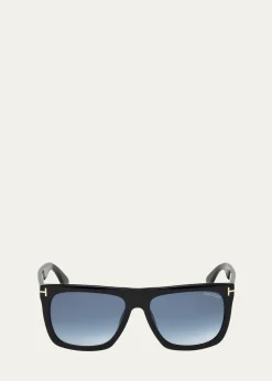 TOM FORDMorgan Thick Square Acetate Sunglasses, Black/Blue