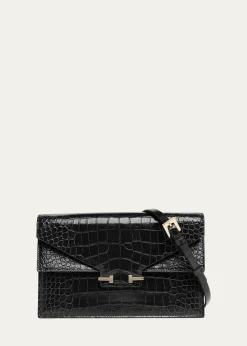 TOM FORDSmall Croc-Embossed Leather T-Clasp Clutch Bag