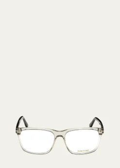 TOM FORDSquare Acetate Optical Glasses, Gray