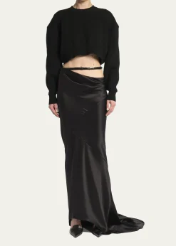 TOM FORDWool-Cashmere Blouson-Sleeve Crop Sweater