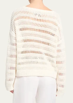 TWPWide-Neck Open Stitch Sweater