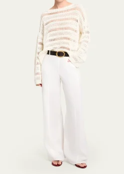TWPWide-Neck Open Stitch Sweater