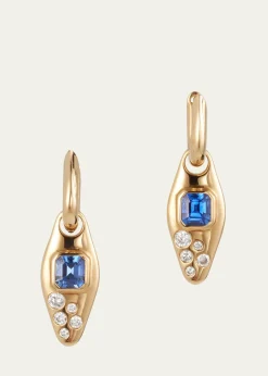 Uniform Object18K Yellow Gold Blue Sapphire And Diamond Vessel Huggie Earrings