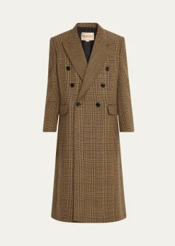 Valentino GaravaniMen's Double-Breasted Glen Plaid Wool Coat
