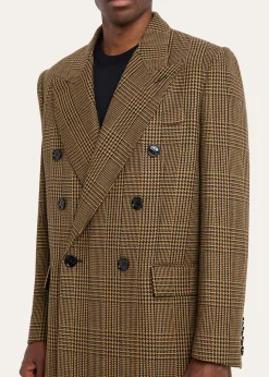 Valentino GaravaniMen's Double-Breasted Glen Plaid Wool Coat