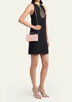 Valentino GaravaniCrystal VLogo Satin Top-Handle Bag