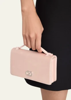 Valentino GaravaniCrystal VLogo Satin Top-Handle Bag