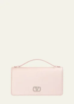 Valentino GaravaniCrystal VLogo Satin Top-Handle Bag