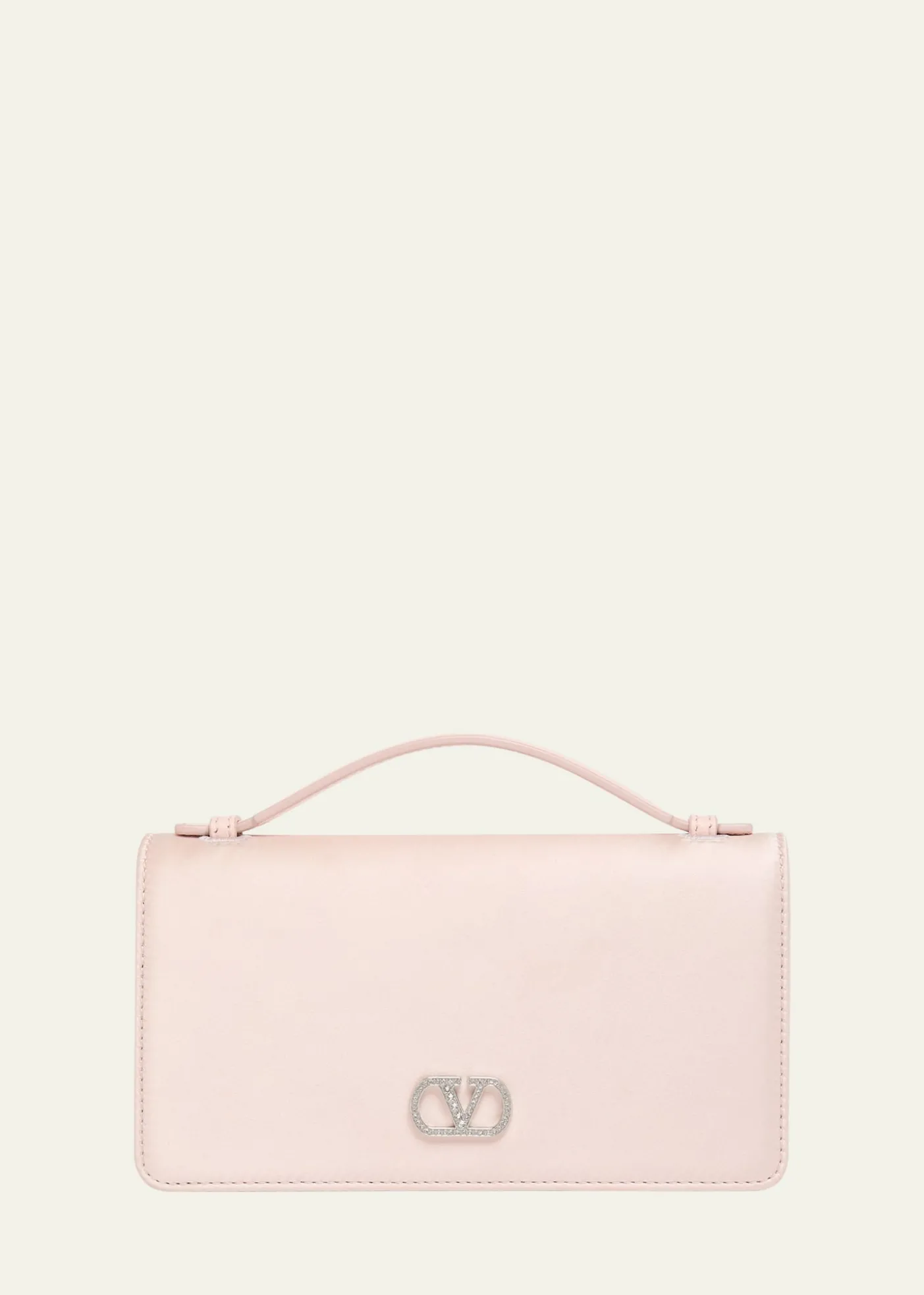 Valentino GaravaniCrystal VLogo Satin Top-Handle Bag