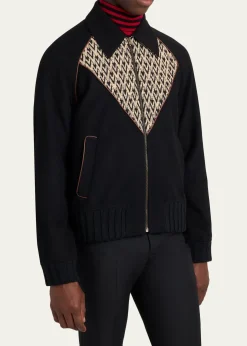 Valentino GaravaniMen's Jacquard Wool-Cashmere Bomber Jacket