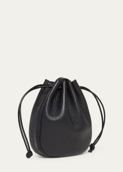 Valentino GaravaniMen's Medium Drawstring Shoulder Bag in Grained Leather