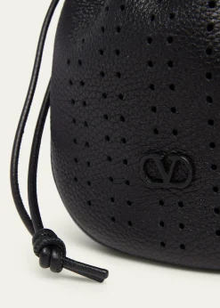 Valentino GaravaniMen's Medium Drawstring Shoulder Bag in Grained Leather