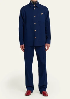 Valentino GaravaniMen's Straight-Fit Cotton Gabardine Pants