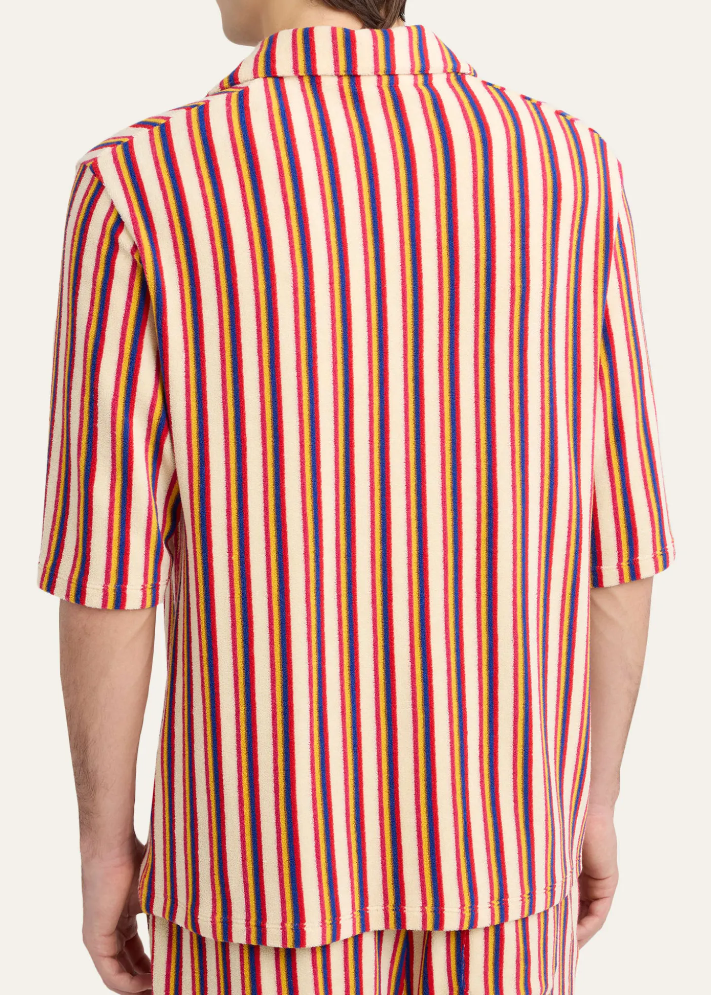 Valentino GaravaniMen's Striped Toweling Camp Shirt