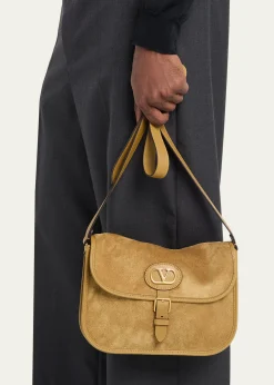 Valentino GaravaniMen's Suede Crossbody Bag