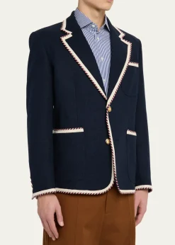 Valentino GaravaniMen's VLogo Contrast-Trim Blazer
