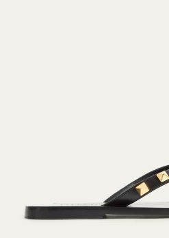 Valentino GaravaniRockstud Leather Flat Thong Sandals