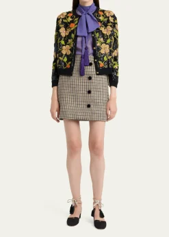 Valentino GaravaniSequined Floral Embroidered Crewneck Cardigan
