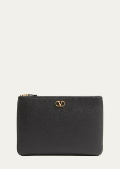 Valentino GaravaniVLOGO Medium Leather Flat Pouch Bag