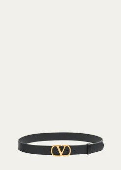 Valentino GaravaniVLogo Signature Leather Belt, 30mm