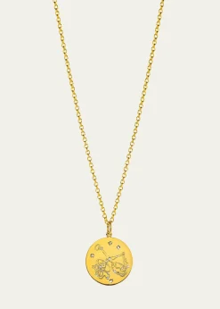 Verdura18K Yellow Gold Diamond Zodiac Necklace, Libra