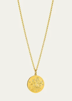 Verdura18K Yellow Gold Diamond Zodiac Necklace, Aquarius