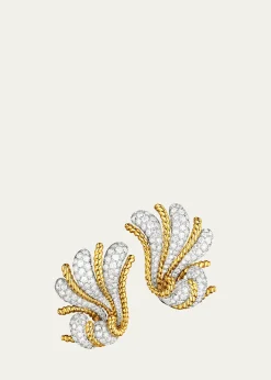 VerduraPlatinum and 18K Yellow Gold Diamond Fan Earrings
