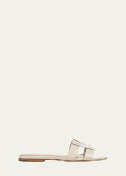 Veronica BeardVia Patent Leather Flat Slide Sandals