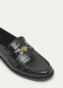 VersaceMen's Croc-Effect Medusa Coin Bit Loafers