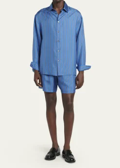 VersaceMen's Meander Print Silk Shorts