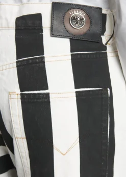 VersaceMen's Two-Tone Greca Paneled Straight-Leg Pants