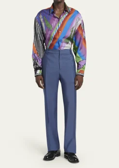VersaceMen's Wool Pleated Trousers