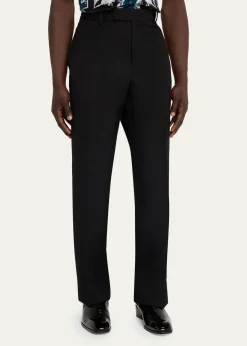 VersaceMen's Wool Straight Leg Flat-Front Trousers