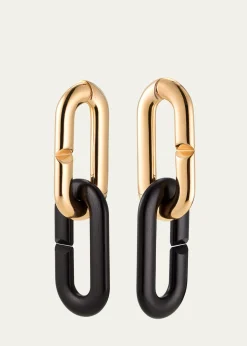 VhernierMon Jeu Maxi 18K Rose Gold and Ebony Link Earrings