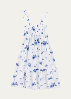 VilebrequinGirl's Shiny Floral Tie-Shoulder Dress, Size 2-12