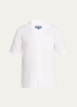 VilebrequinMen's Garment-Dyed Linen Camp Shirt