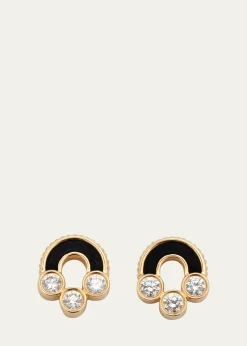 ViltierMagnetic Stud Earrings in Onyx, 18K Yellow Gold and Diamonds