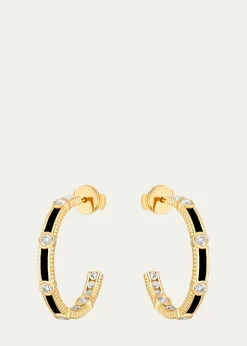 ViltierRayon Hoop Earrings in Onyx, 18K Yellow Gold and Diamonds