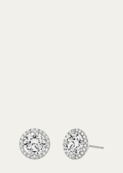 VRAI14K White Gold Brilliant Round Halo Lab Grown Diamond Stud Earrings, 2.00tcw