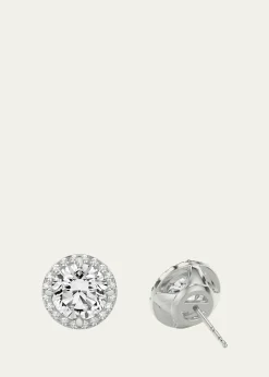 VRAI14K White Gold Brilliant Round Halo Lab Grown Diamond Stud Earrings, 2.00tcw