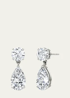 VRAI14K White Gold Duo Lab Grown Diamond Pear Drop Earrings, 3.00tcw