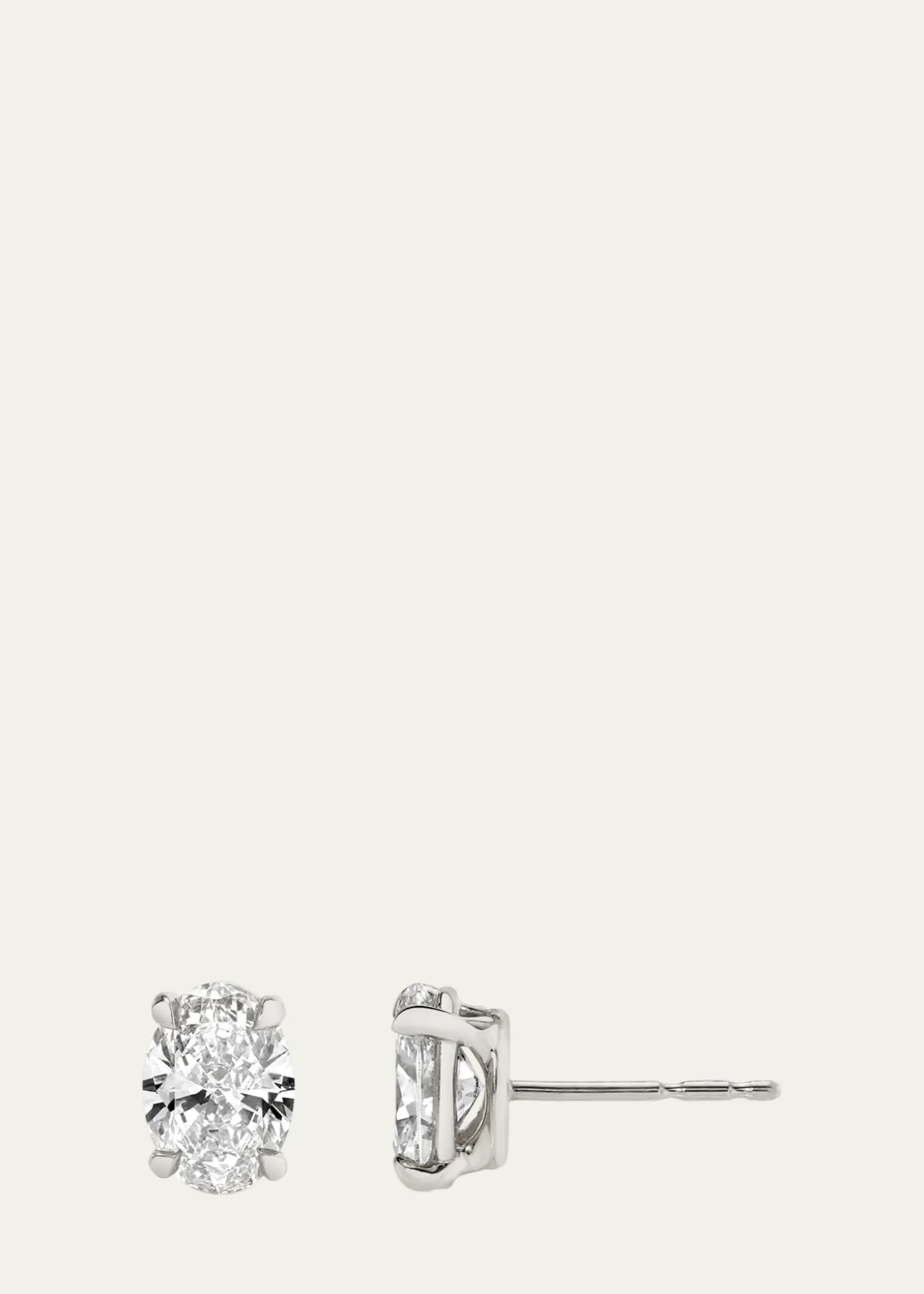 VRAI14K White Gold Oval Solitaire Lab Grown Diamond Stud Earrings, 1.00tcw